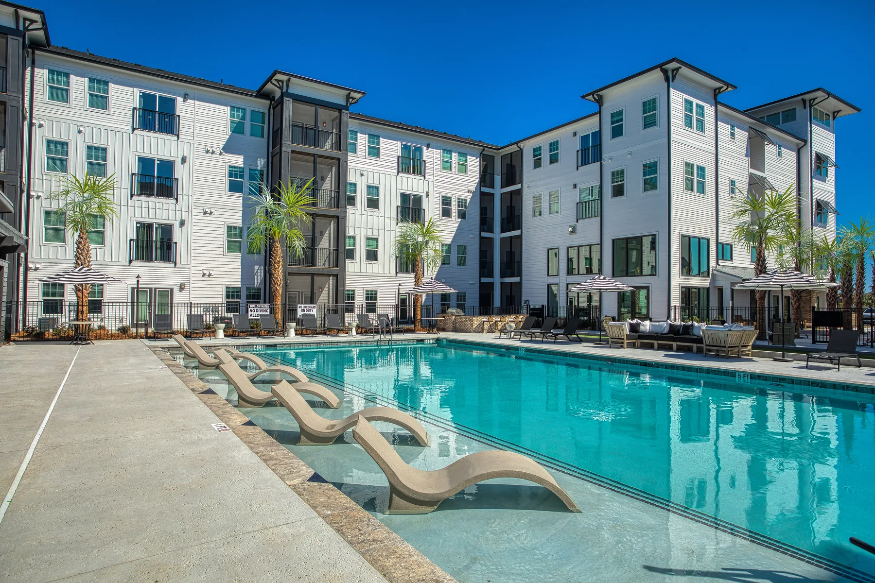 Resort pool exterior after retouching