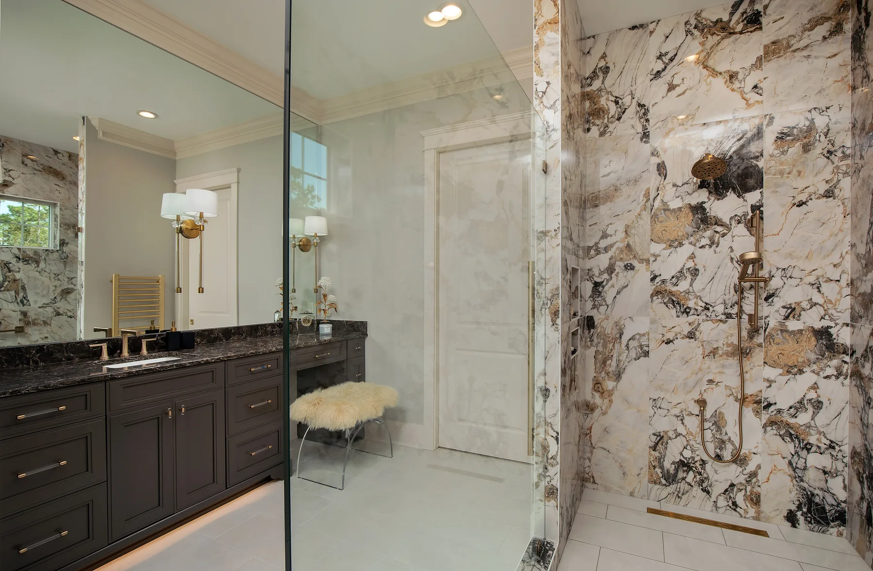 Luxury shower interior before retouching