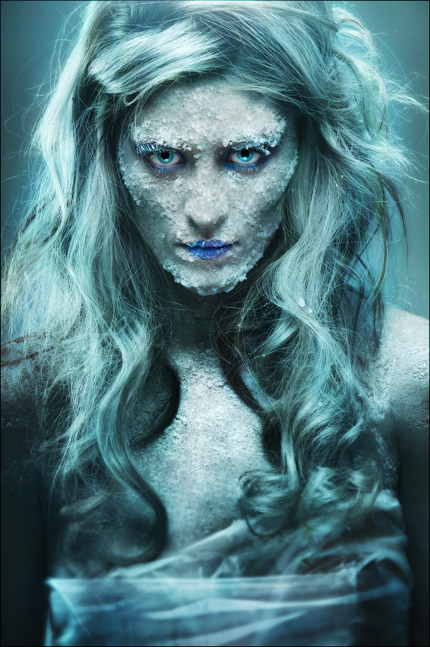 Ice-themed creative portrait transformation